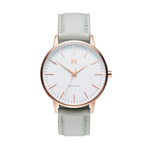Avenue Qtz Basic Slim White Round Dial Women's Analog Watch | Grey Leather Material